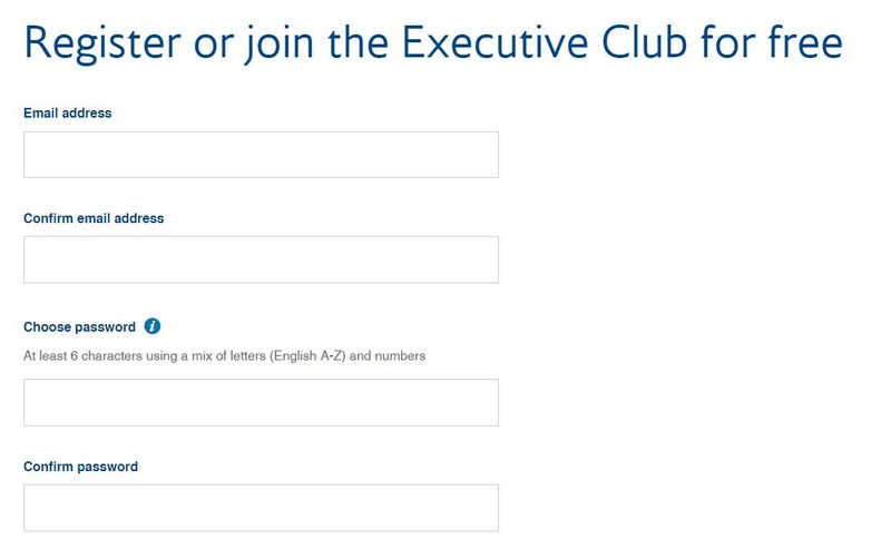 申請英國航空Executive Club戶口1
